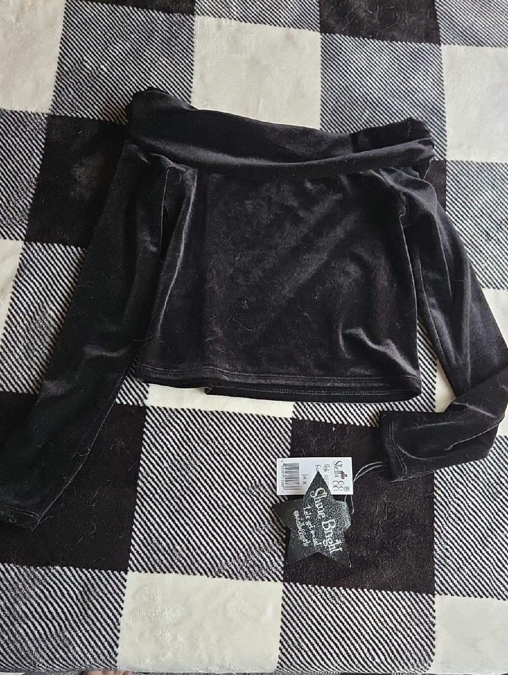 Black Velvet Off-Shoulder Top for Girls